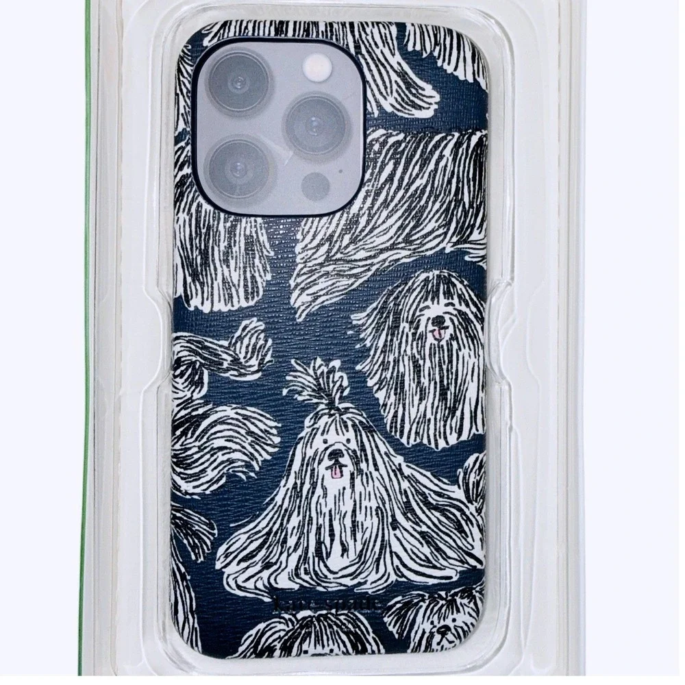 Kate Spade iPhone 14 PRO Phone Case Black‎ Liquid Show Dog New